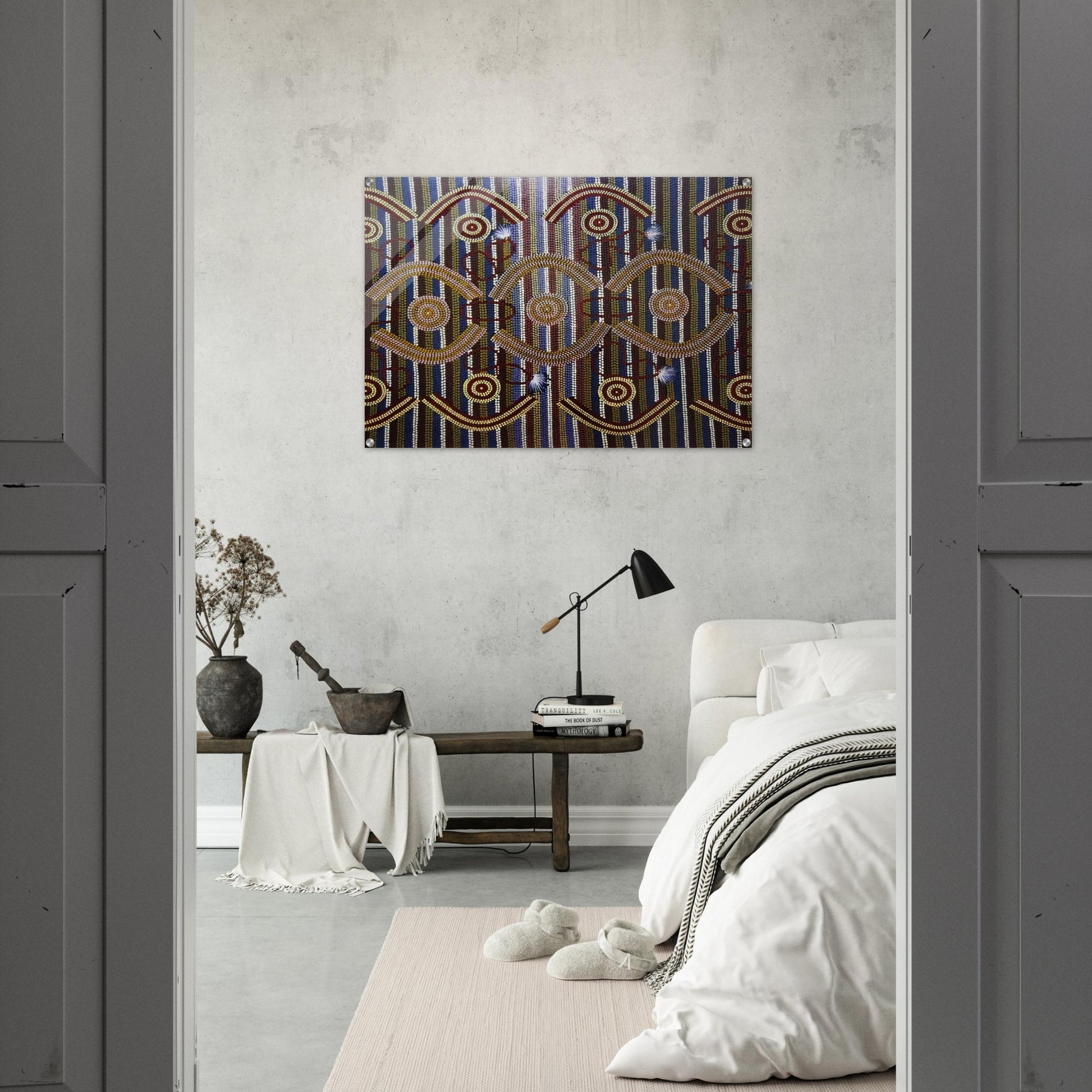 Anmatyerre Ceremonial Designs Associated with the Rockhole Site Intankangu - 1982 - Clifford Possum Tjapaltjarri Acrylic Print - 70x100 cm / 28x40″ inches