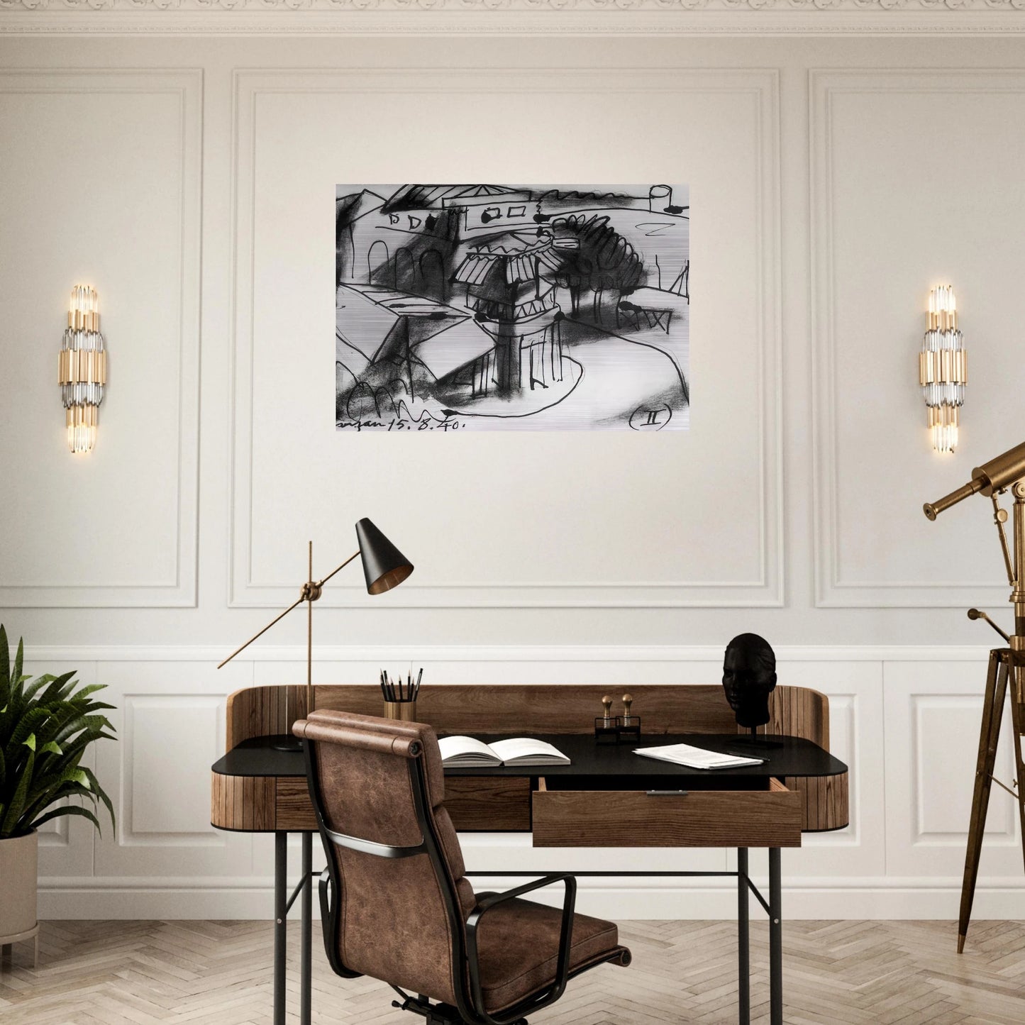 Café in Royan - 1940 - Pablo Picasso Brushed Aluminum Print - 70x100 cm / 28x40 inches | Pablo Picasso Aluminum Print | Pablo Picasso Prints