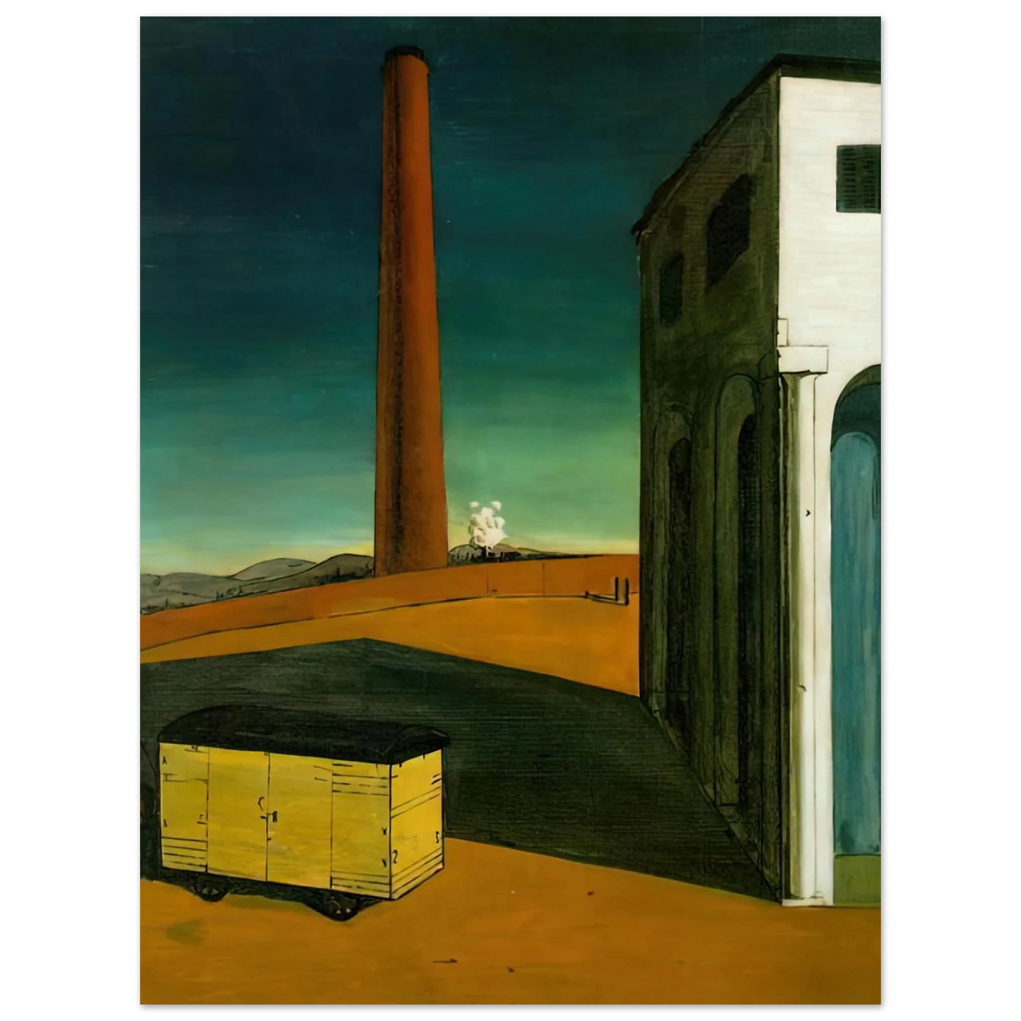 Giorgio de Chirico - THE ANGUISH OF DEPARTURE 1914  75x100 cm / 30x40inches Fine Art Poster