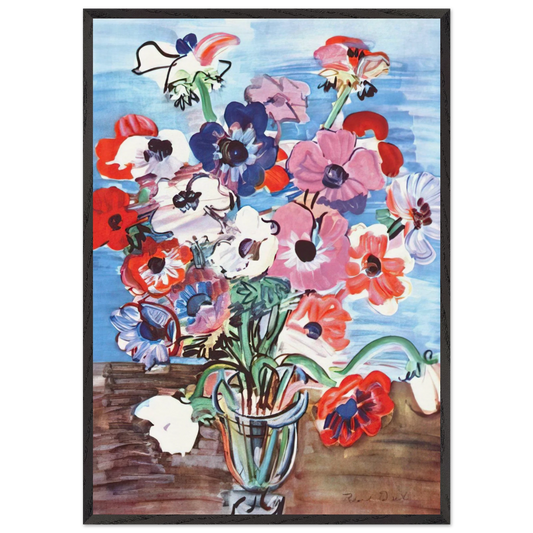 ANEMONES 1937 - Raoul Dufy 70x100 cm / 28x40 inches Framed Art Print – Black Wooden Frame