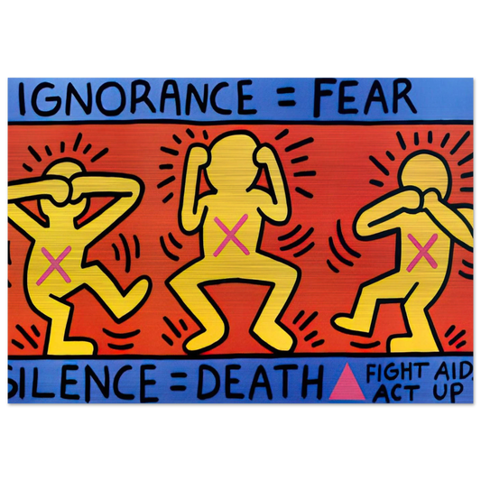 IGNORANCE FEAR 1989 - Keith Haring Brushed Aluminum Print - 70x100 cm / 28x40 inches | Keith Haring Aluminum Print | Keith Haring Prints