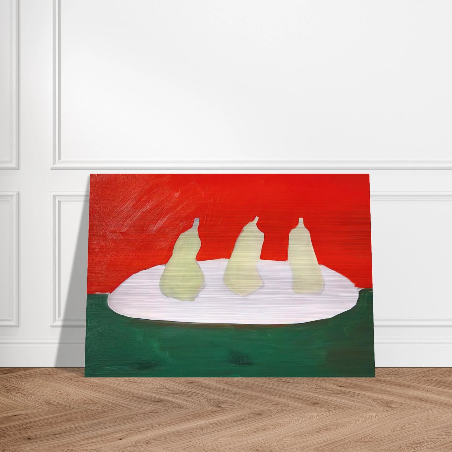 Nature morte, poires, fond vert et orange - Art Informel - Nicolas de Stael Brushed Aluminum Print - 70x100 cm / 28x40 inches | Nicolas de Stael Aluminum Print | Nicolas de Stael Prints
