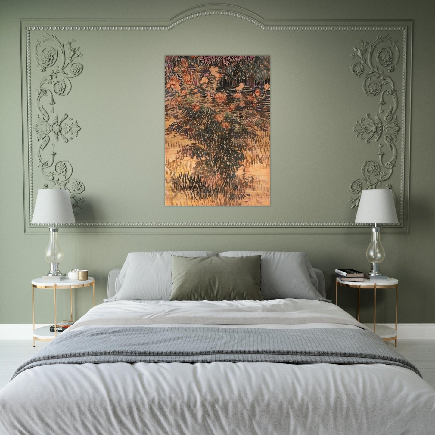 Oleanders, the Hospital Garden at Saint-Remy - Vincent van Gogh Brushed Aluminum Print - 70x100 cm / 28x40 inches | Vincent van Gogh Aluminum Print | Vincent van Gogh Prints