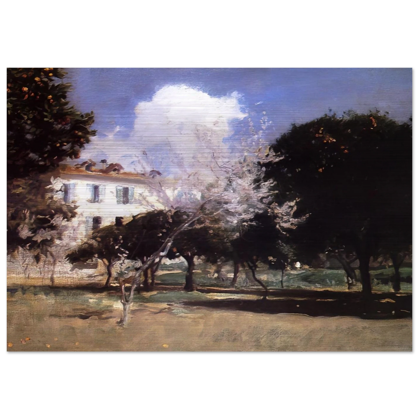 House and Garden - John Singer Sargent Brushed Aluminum Print - 70x100 cm / 28x40 inches | John Singer Sargent Aluminum Print | John Singer Sargent Prints