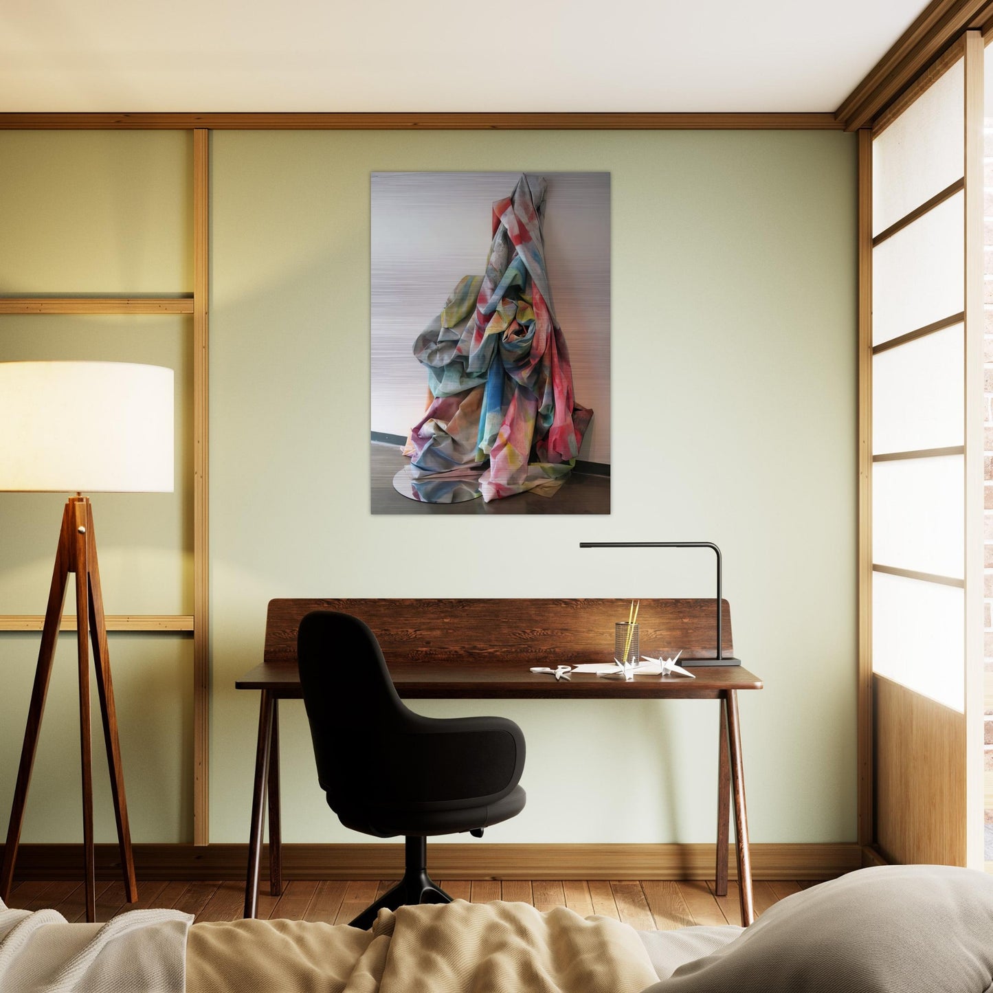 Wall Cascade with Mirror - Sam Gilliam Brushed Aluminum Print - 70x100 cm / 28x40 inches | Sam Gilliam Aluminum Print | Sam Gilliam Prints