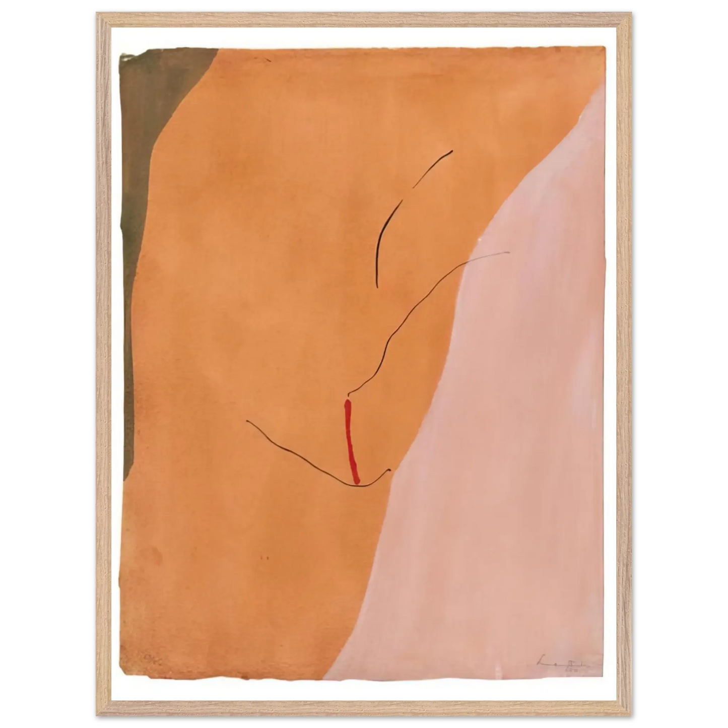Helen Frankenthaler - Sanguine Mood - 1971 Wall art - 27x35 cm / 11x14 inches - Premium Wooden Framed Poster With Fine Art Paper - Black frame