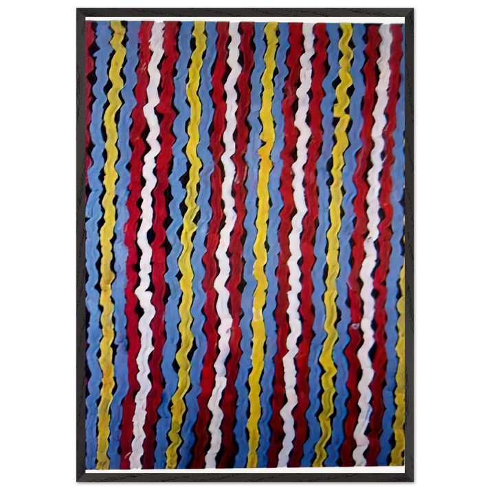 Spear Dreaming - Native Art - Clifford Possum Tjapaltjarri 70x100 cm / 28x40 inches Framed Art Print – Black Wooden Frame