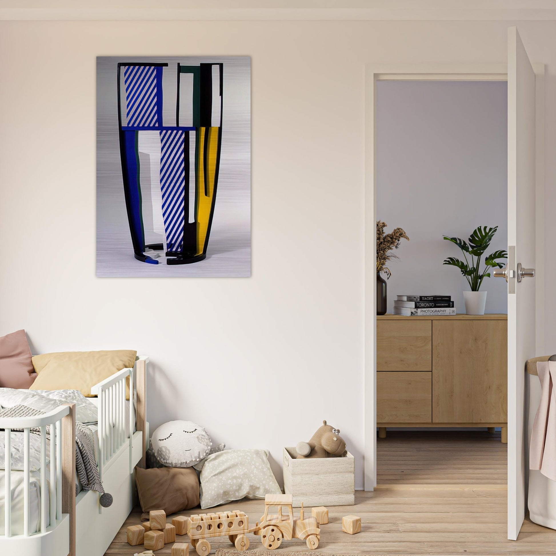 GLASS IV 1977 - Roy Lichtenstein Brushed Aluminum Print - 70x100 cm / 28x40 inches | Roy Lichtenstein Aluminum Print | Roy Lichtenstein Prints