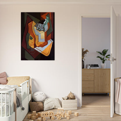 BOTTLE WINE GLASS AND FRUIT BOWL - Juan Gris Brushed Aluminum Print - 70x100 cm / 28x40 inches | Juan Gris Aluminum Print | Juan Gris Prints