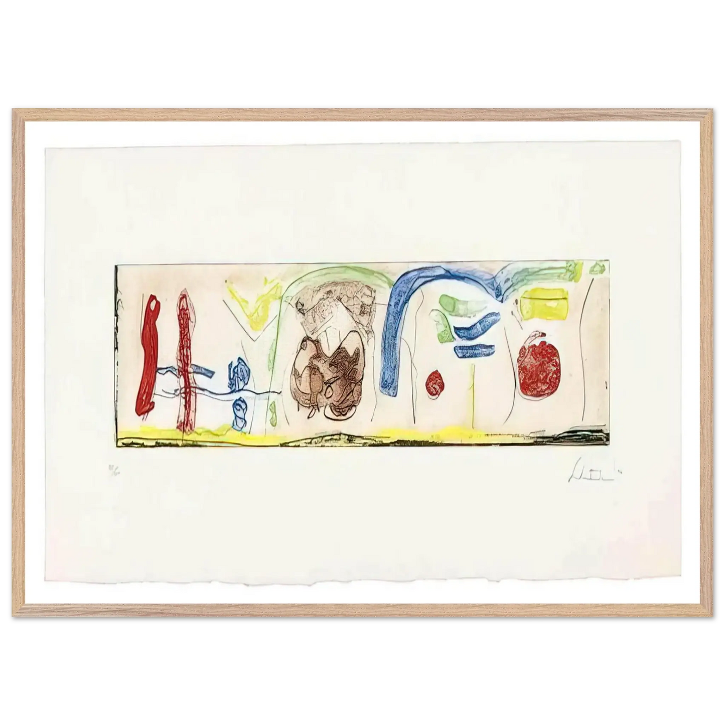 Helen Frankenthaler - Bridges - 1996 Wall art - 70x100 cm / 28x40 Inches - Premium Wooden Framed Poster With Fine Art Paper - Wood frame