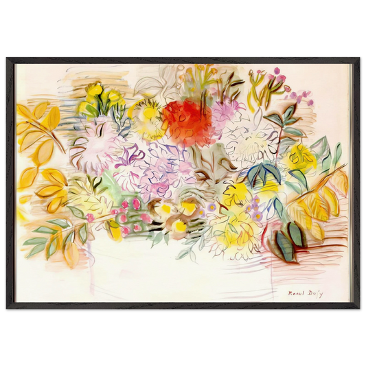 BOUQUET OF FLOWERS N1 - Raoul Dufy 70x100 cm / 28x40 inches Framed Art Print – Black Wooden Frame