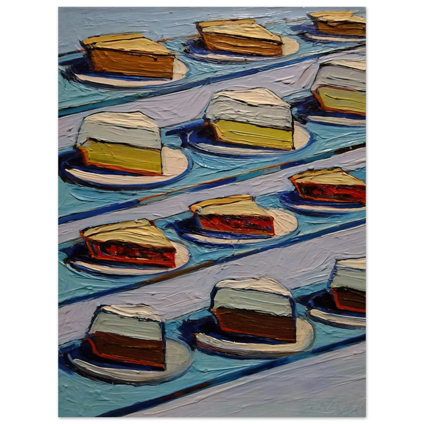 Wayne Thiebaud - Refrigerator Pies - 1962 Wall Art - 21x29.7 cm / 8x12" - Premium Wooden Framed Poster With Fine Art Paper-canvas - Wood frame