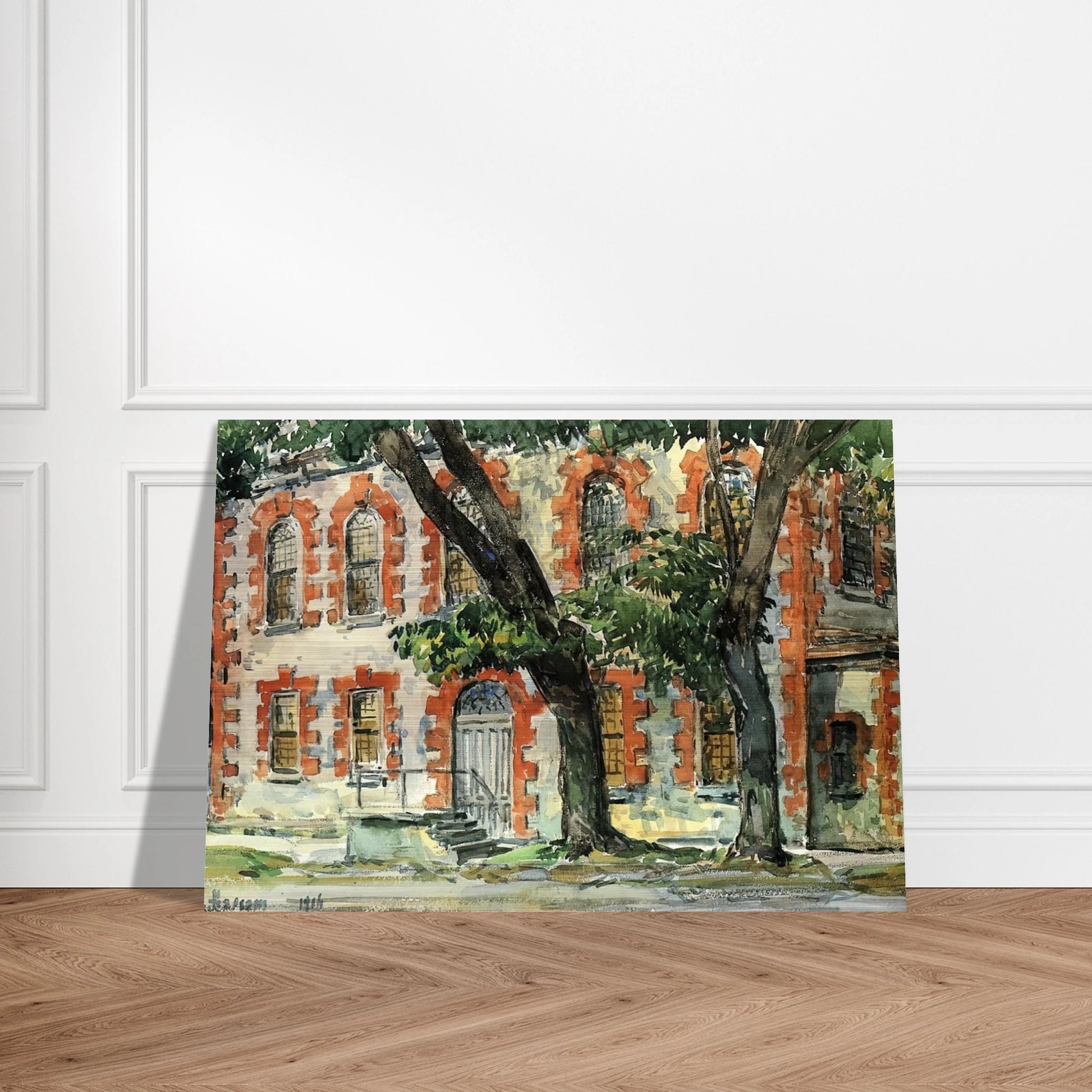 Old Dutch Building, Fishkill, New York - Childe Hassam Brushed Aluminum Print - 70x100 cm / 28x40 inches | Childe Hassam Aluminum Print | Childe Hassam Prints