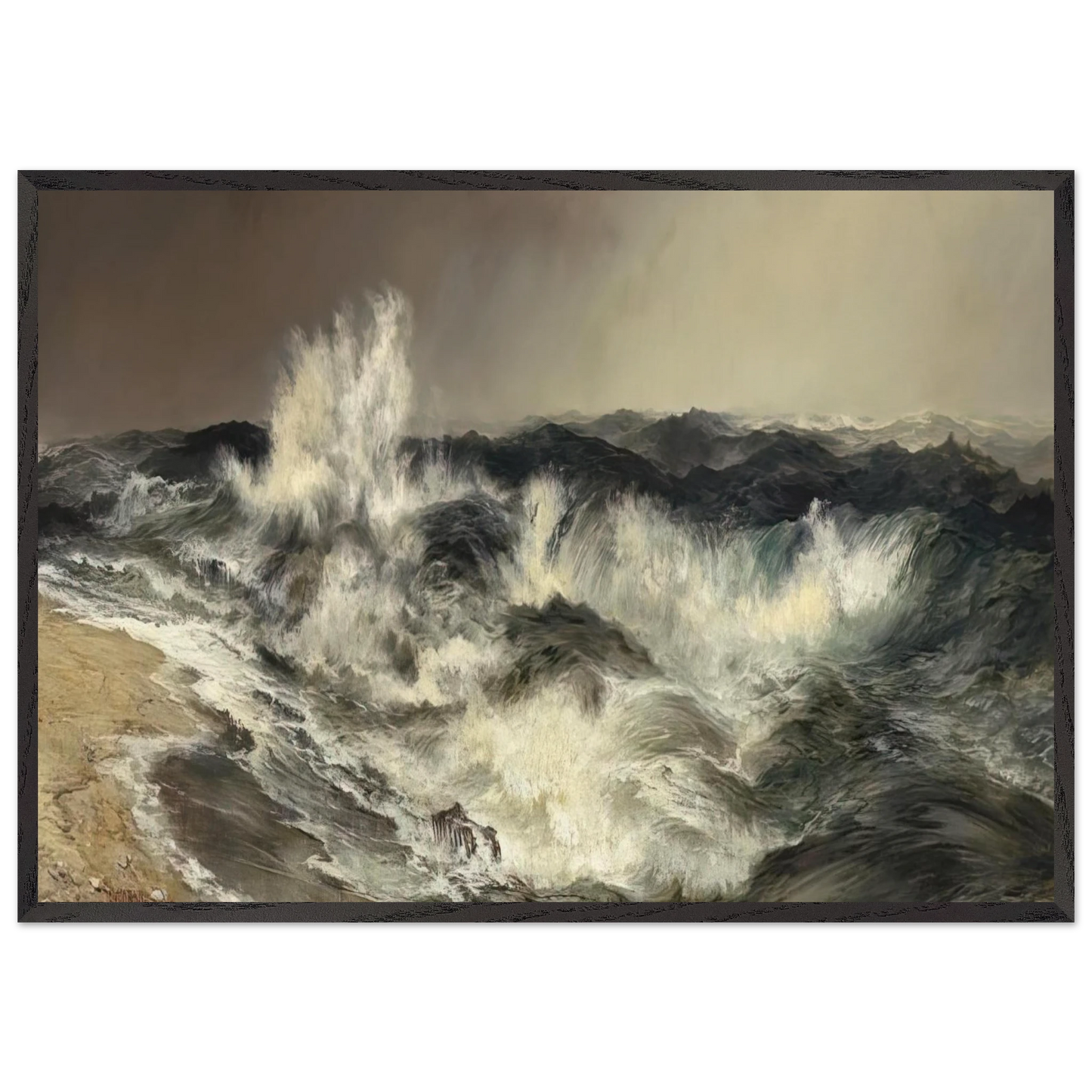 The Much Resounding Sea - Thomas Moran 70x100 cm / 28x40 inches Framed Art Print – Black Wooden Frame