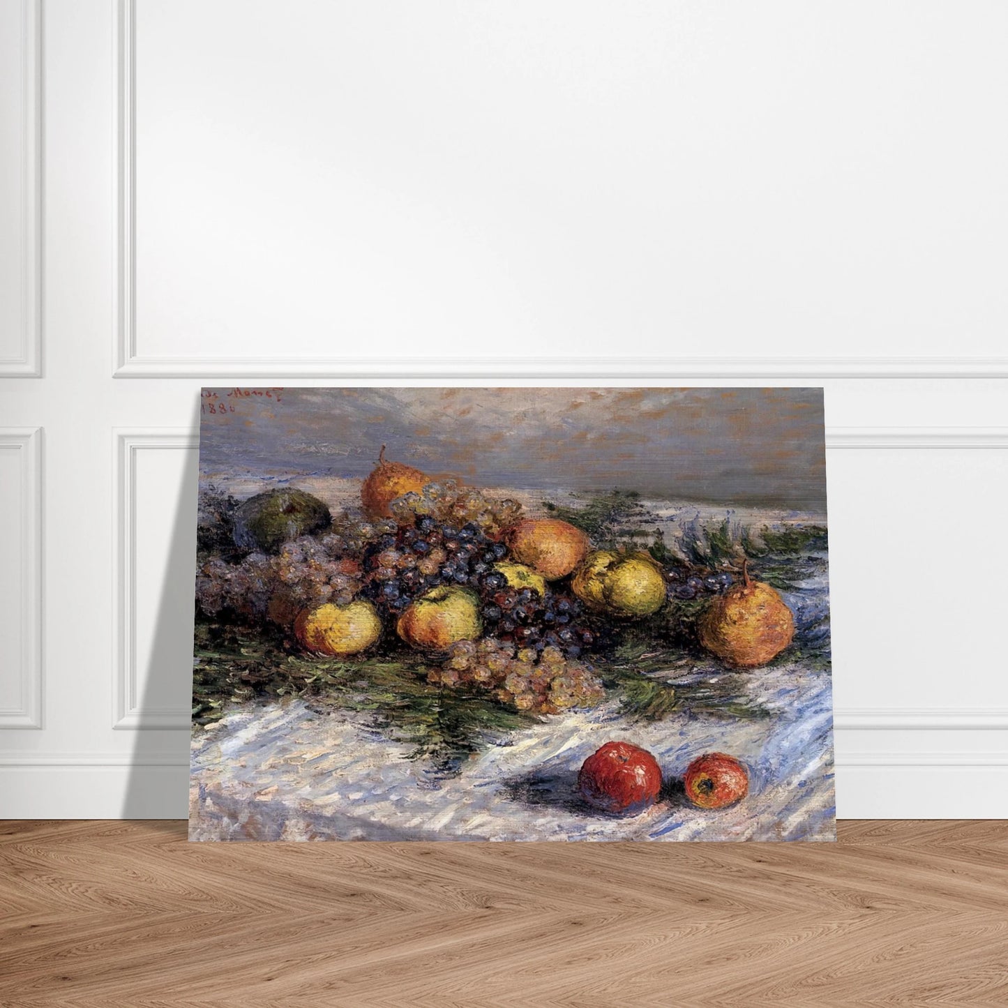 Still Life with Pears and Grapes - claude monet Brushed Aluminum Print - 70x100 cm / 28x40 inches | claude monet Aluminum Print | claude monet Prints