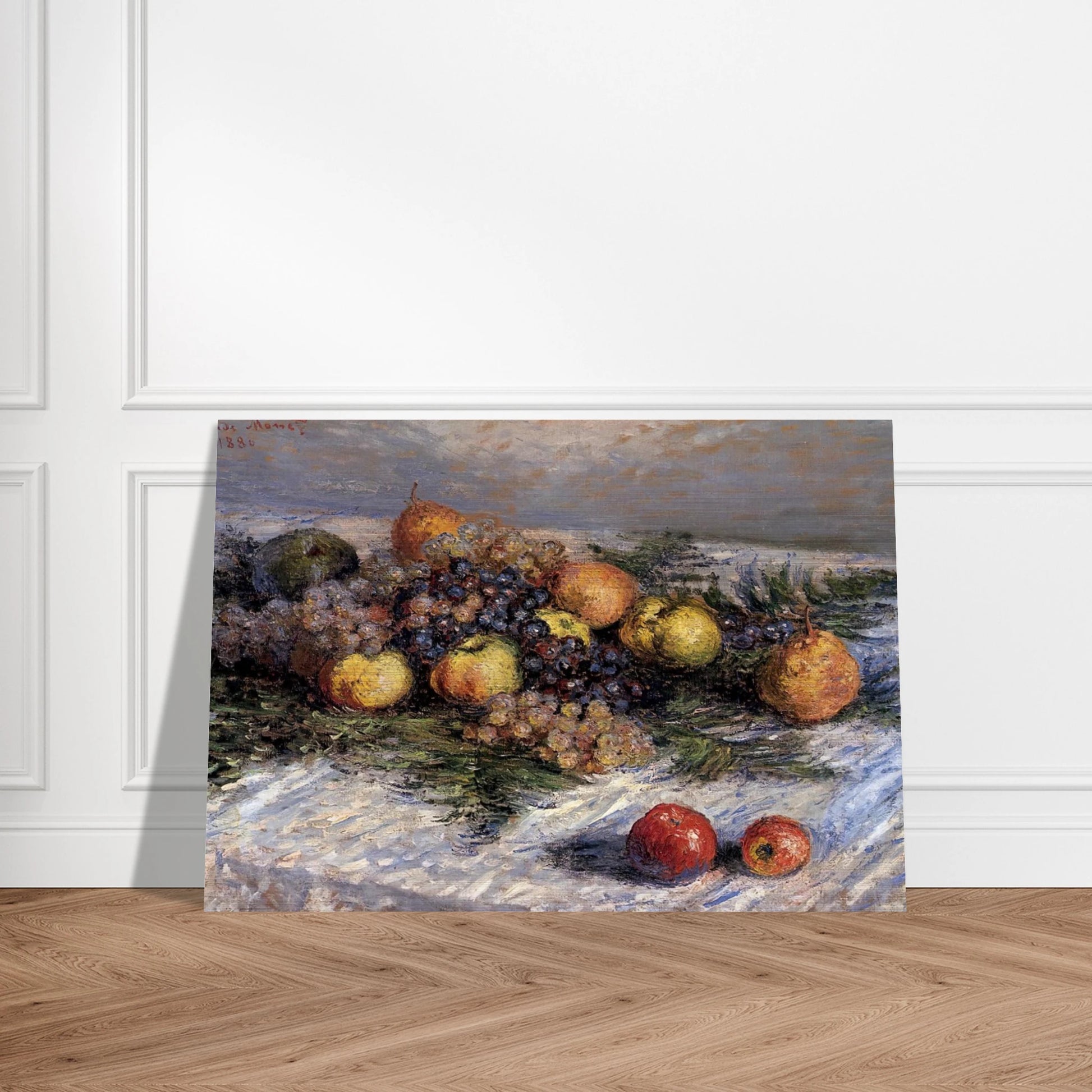 Still Life with Pears and Grapes - claude monet Brushed Aluminum Print - 70x100 cm / 28x40 inches | claude monet Aluminum Print | claude monet Prints