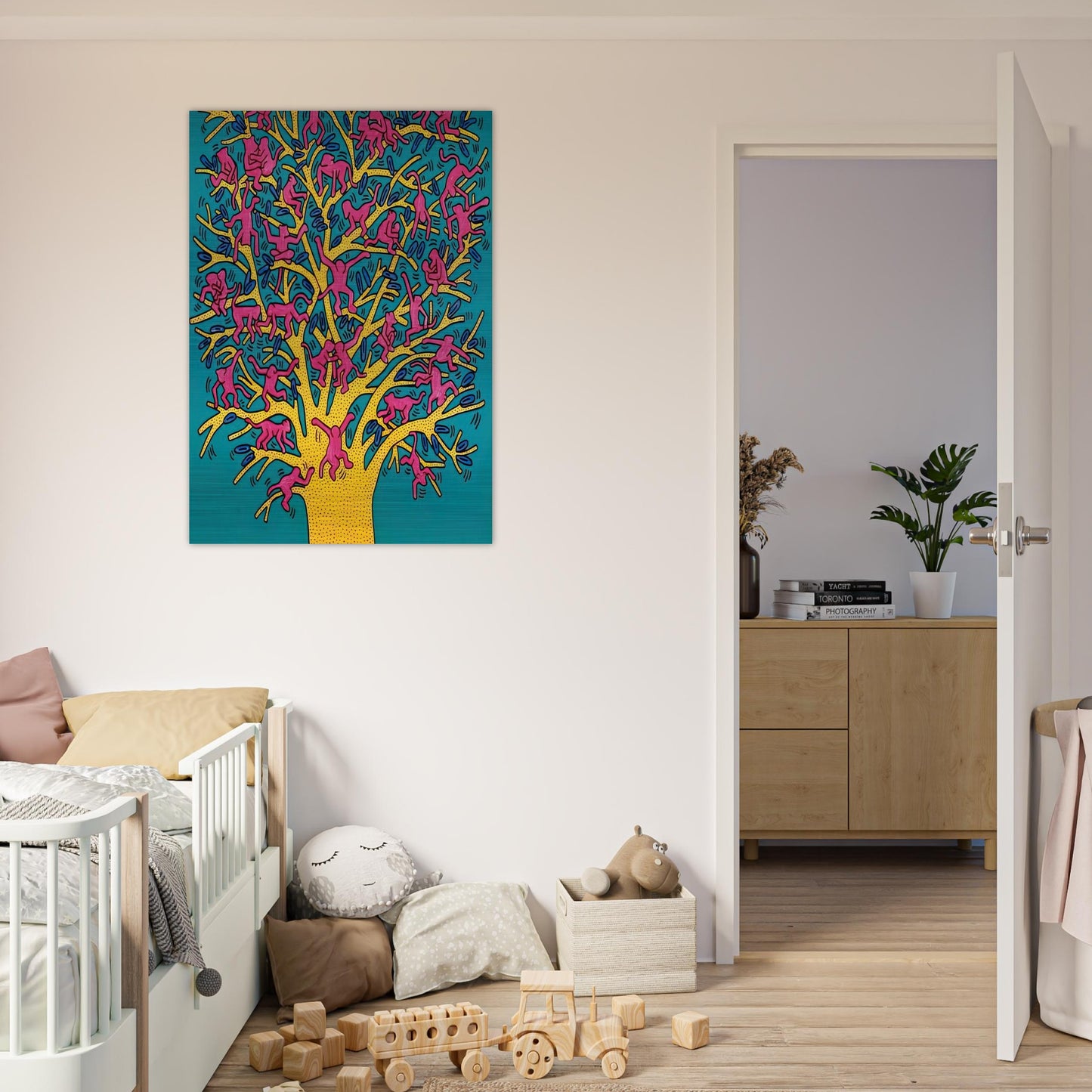 THE TREE OF MONKEYS - Keith Haring Brushed Aluminum Print - 70x100 cm / 28x40 inches | Keith Haring Aluminum Print | Keith Haring Prints