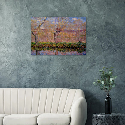 The Banks of the River Epte in Springtime - claude monet Brushed Aluminum Print - 70x100 cm / 28x40 inches | claude monet Aluminum Print | claude monet Prints