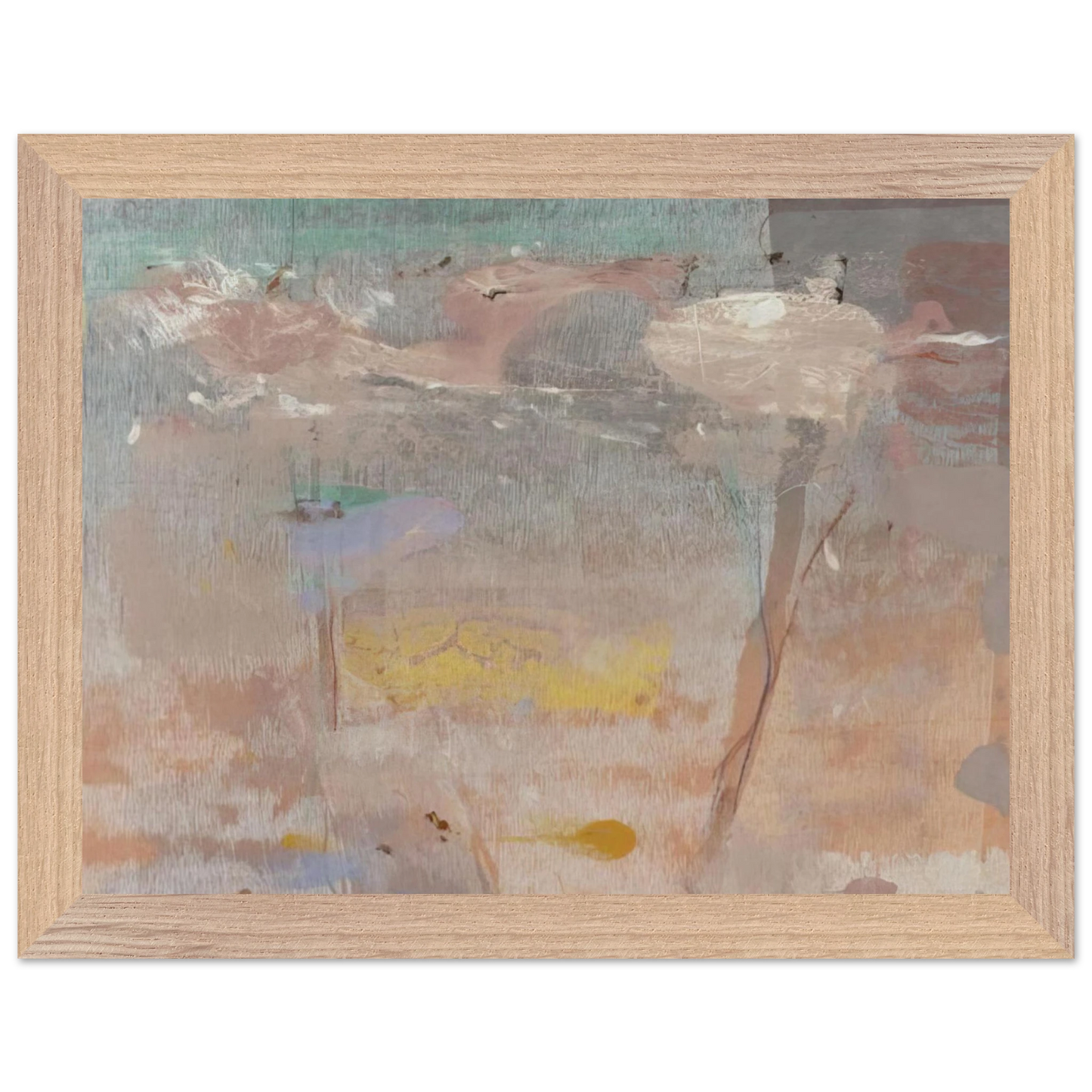 Helen Frankenthaler - Monotype I - 1981 Wall art - 28x43  cm / XL (11x17 inches) - Premium Wooden Framed Poster With Fine Art Paper-canvas - White frame