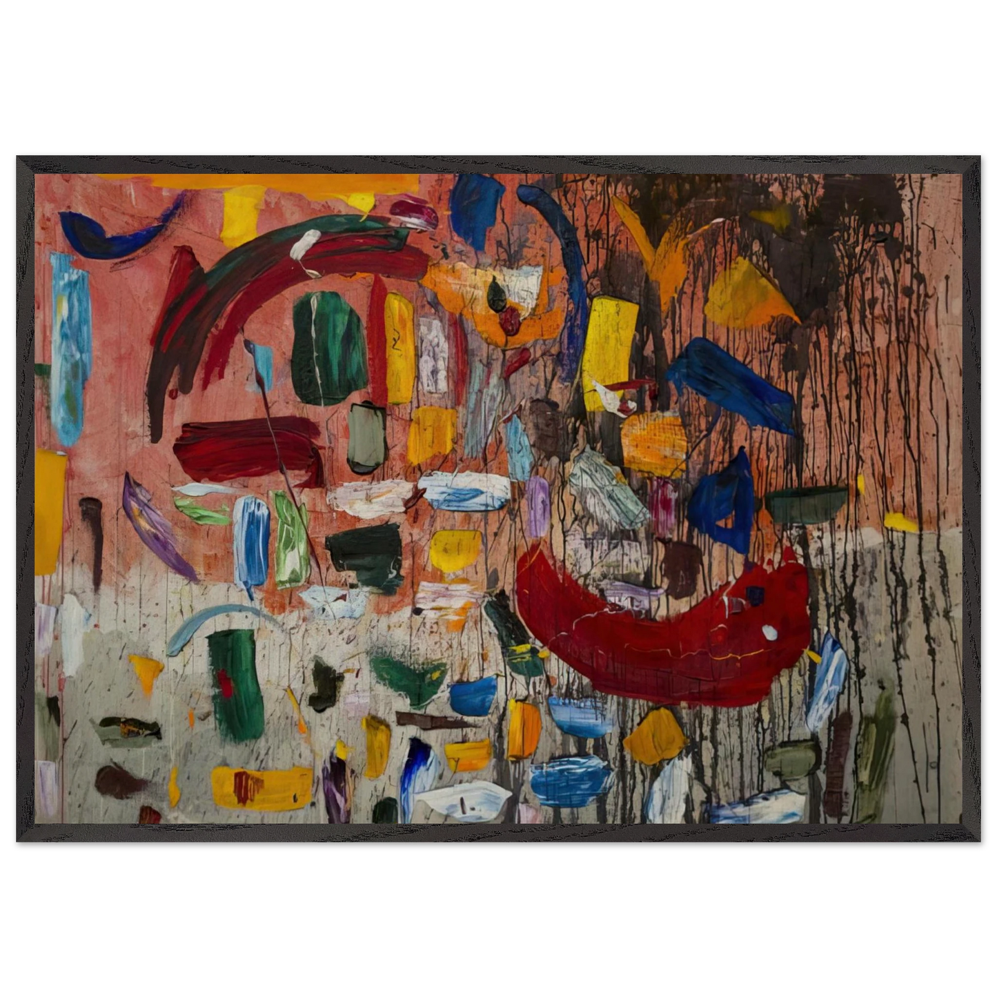 ABSTRACT 1957 - Taro Yamamoto 70x100 cm / 28x40 inches Framed Art Print – Black Wooden Frame