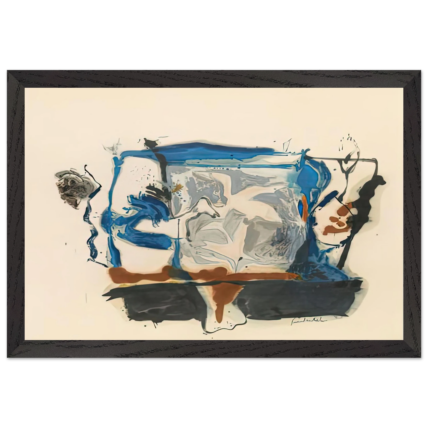 Helen Frankenthaler - Swan Lake II, 1961- Wall Art - 30x40 cm / 12x16 inches - Premium Wooden Framed Poster With Fine Art Paper-canvas - Wood frame