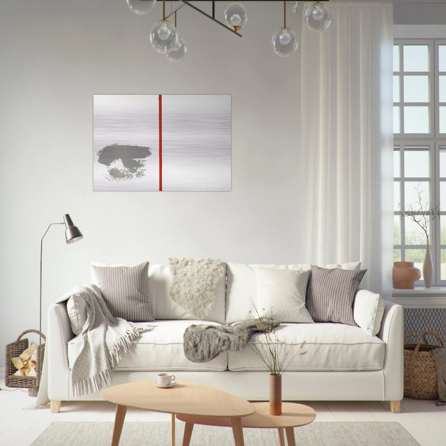 Ohne Titel mit rotem Strich - 1970 - Blinky Palermo Brushed Aluminum Print - 70x100 cm / 28x40 inches | Blinky Palermo Aluminum Print | Blinky Palermo Prints