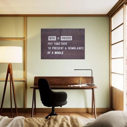 Bits  Pieces Put Together to Present a Semblance of a Whole - 2005 - Lawrence Weiner Brushed Aluminum Print - 70x100 cm / 28x40 inches | Lawrence Weiner Aluminum Print | Lawrence Weiner Prints