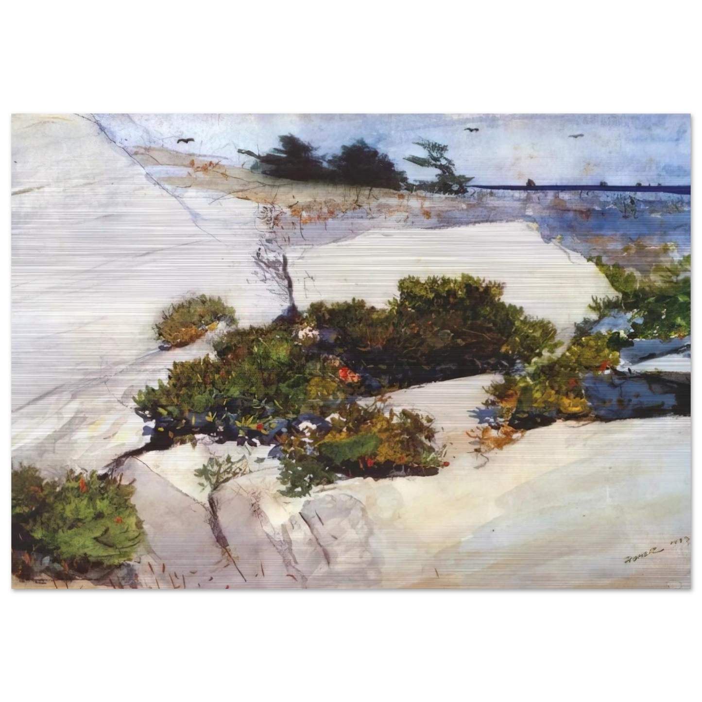 MAINE CLIFFS - Winslow Homer Brushed Aluminum Print - 70x100 cm / 28x40 inches | Winslow Homer Aluminum Print | Winslow Homer Prints