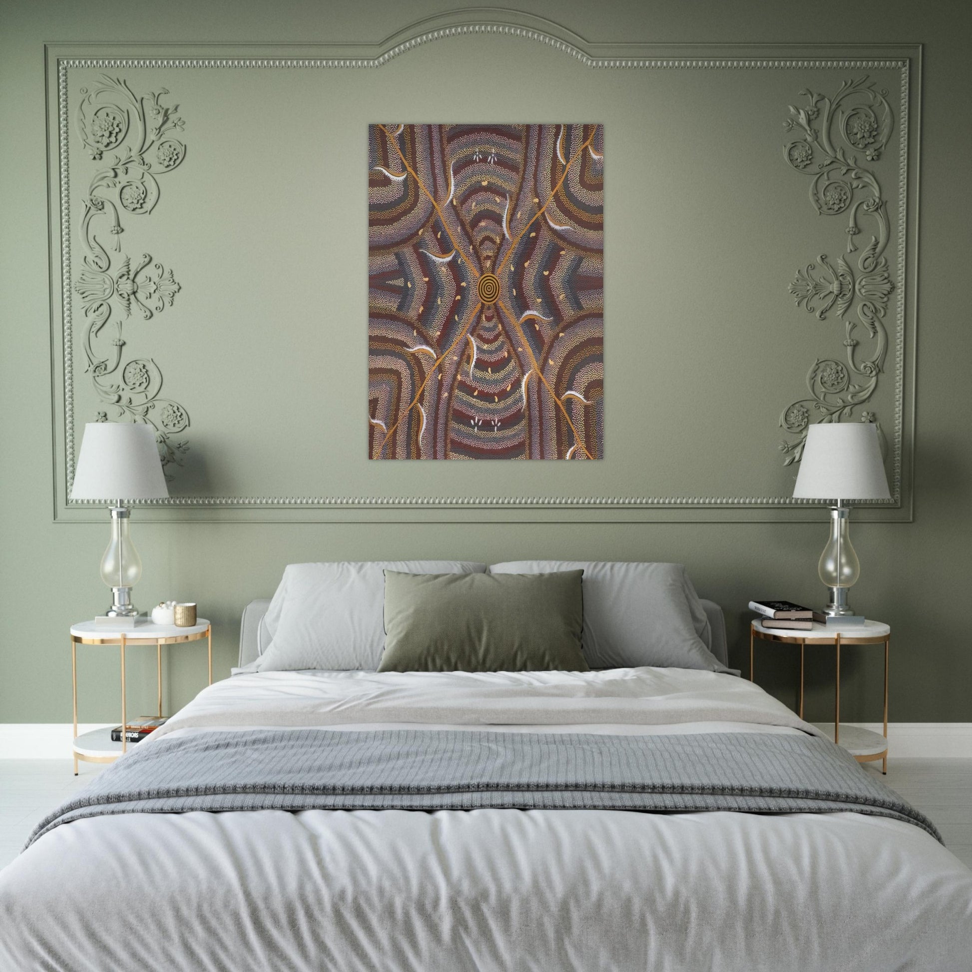 Untitled - 1987 - Clifford Possum Tjapaltjarri Brushed Aluminum Print - 70x100 cm / 28x40 inches | Clifford Possum Tjapaltjarri Aluminum Print | Clifford Possum Tjapaltjarri Prints