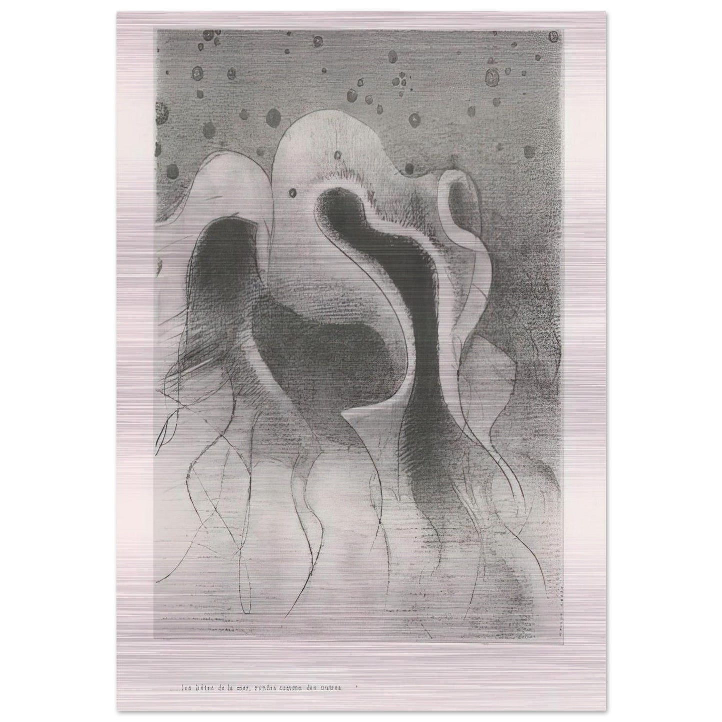 THE BEASTS OF THE SEA ROUND LIKE LEATHER BOTTLES PLATE 22 1896 - Odilon Redon Brushed Aluminum Print - 70x100 cm / 28x40 inches | Odilon Redon Aluminum Print | Odilon Redon Prints