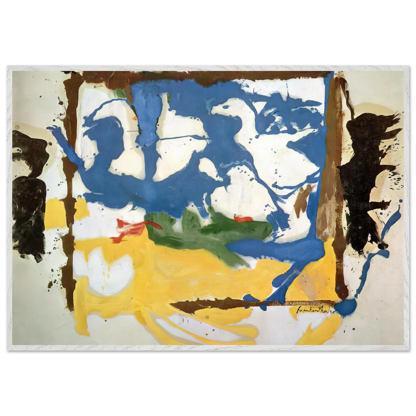 Helen Frankenthaler - Swan Lake #2 - 1961 Wall art - 40x50 cm / 16x20 inches - Premium Wooden Framed Poster With Fine Art Paper-canvas - White frame