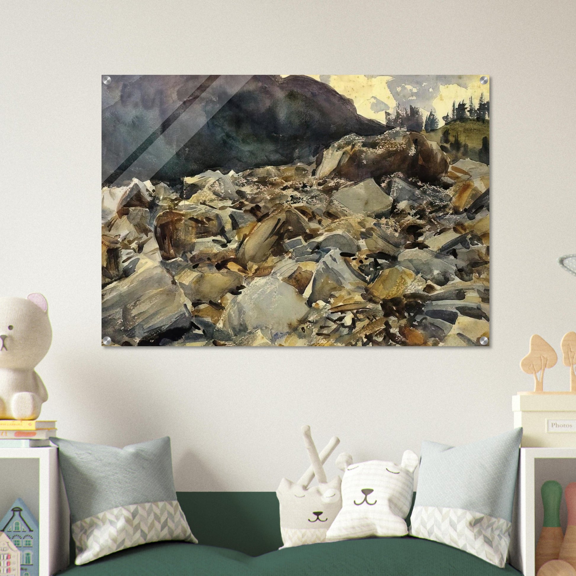 Purtud, Alpine Scene and Boulders - John Singer Sargent Acrylic Print - 70x100 cm / 28x40″ inches