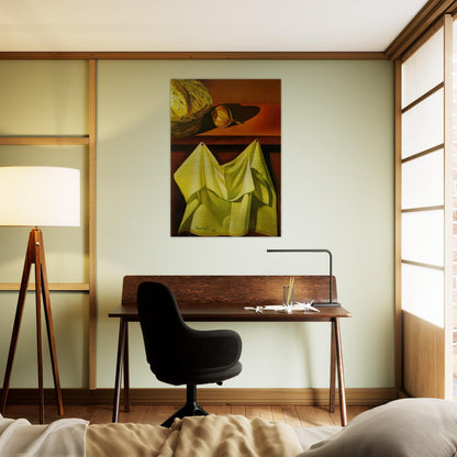 UNTITLED STILL LIFE WITH WHITE CLOTH - Salvador Dali Brushed Aluminum Print - 70x100 cm / 28x40 inches | Salvador Dali Aluminum Print | Salvador Dali Prints