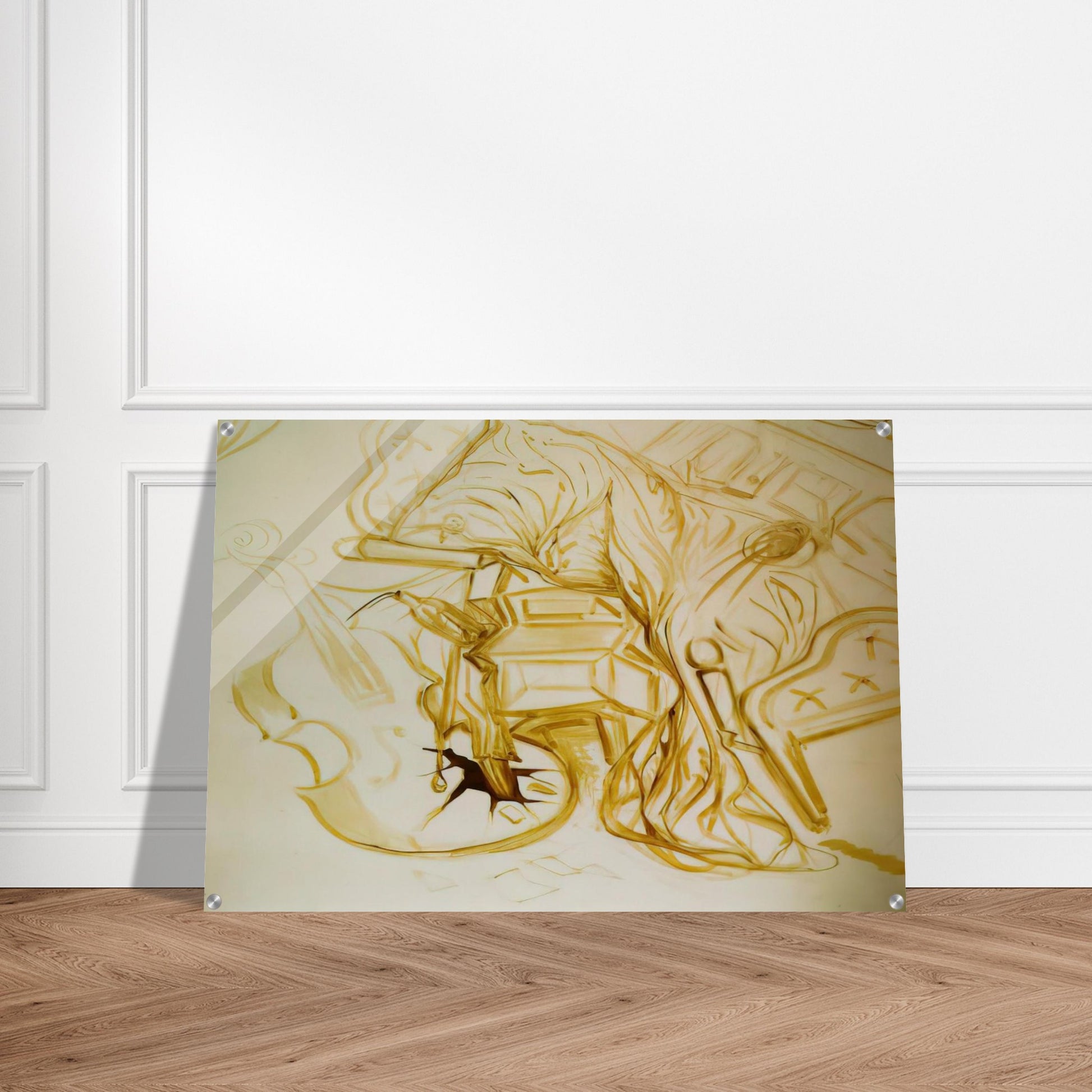 BED AND BEDSIDE TABLE FEROCIOUSLY ATTACKING A CELLO - Salvador Dali Acrylic Print - 70x100 cm / 28x40″ inches