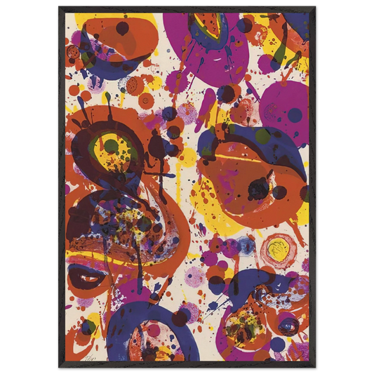 Untitled  from Pasadena Box   Lembark L57  - Sam Francis 70x100 cm / 28x40 inches Framed Art Print – Black Wooden Frame