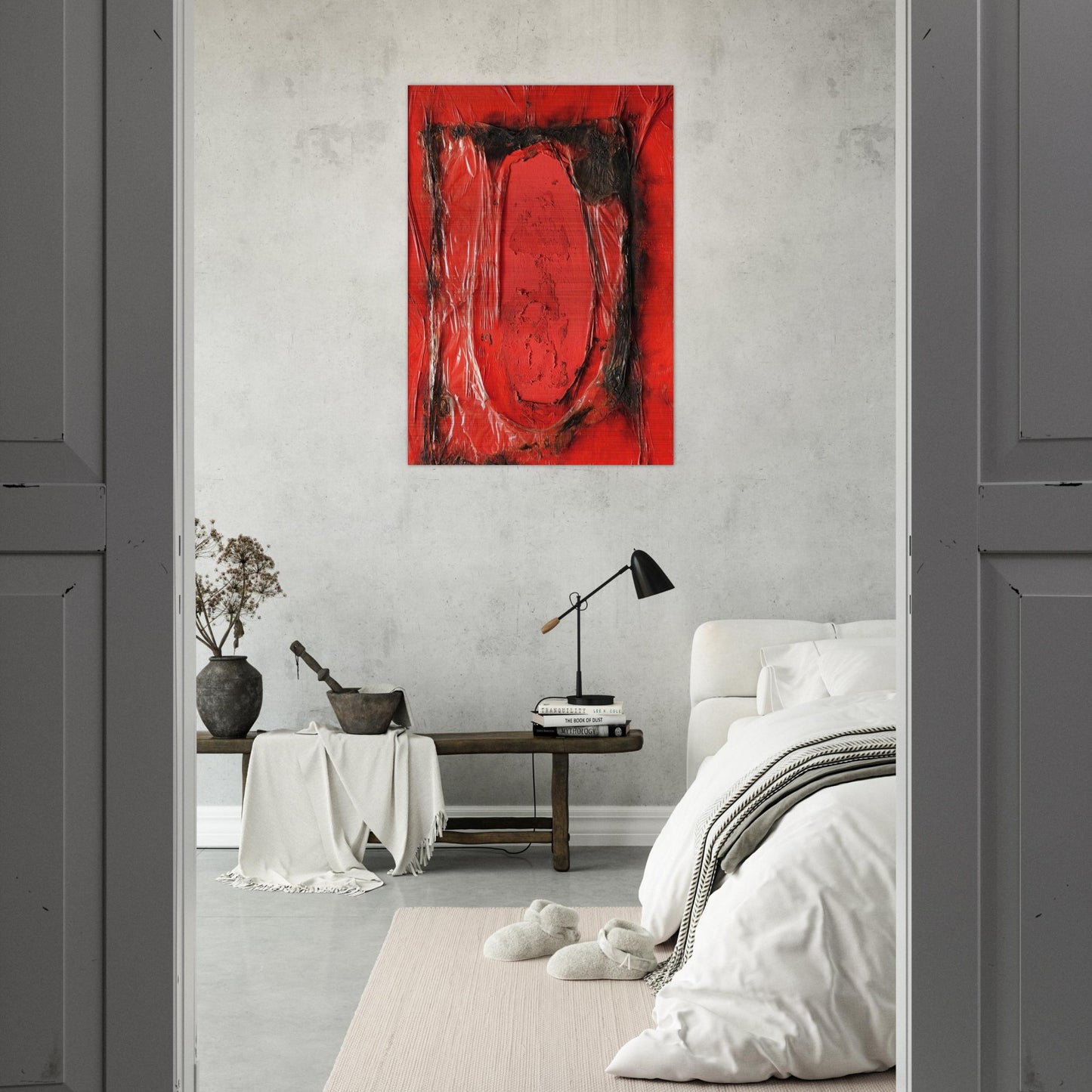 Red Plastic - 1961 - Alberto Burri Brushed Aluminum Print - 70x100 cm / 28x40 inches | Alberto Burri Aluminum Print | Alberto Burri Prints