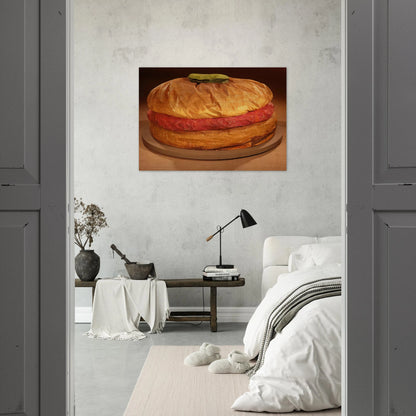 FLOOR BURGER GIANT HAMBURGER 1962 - Claes Oldenburg Brushed Aluminum Print - 70x100 cm / 28x40 inches | Claes Oldenburg Aluminum Print | Claes Oldenburg Prints