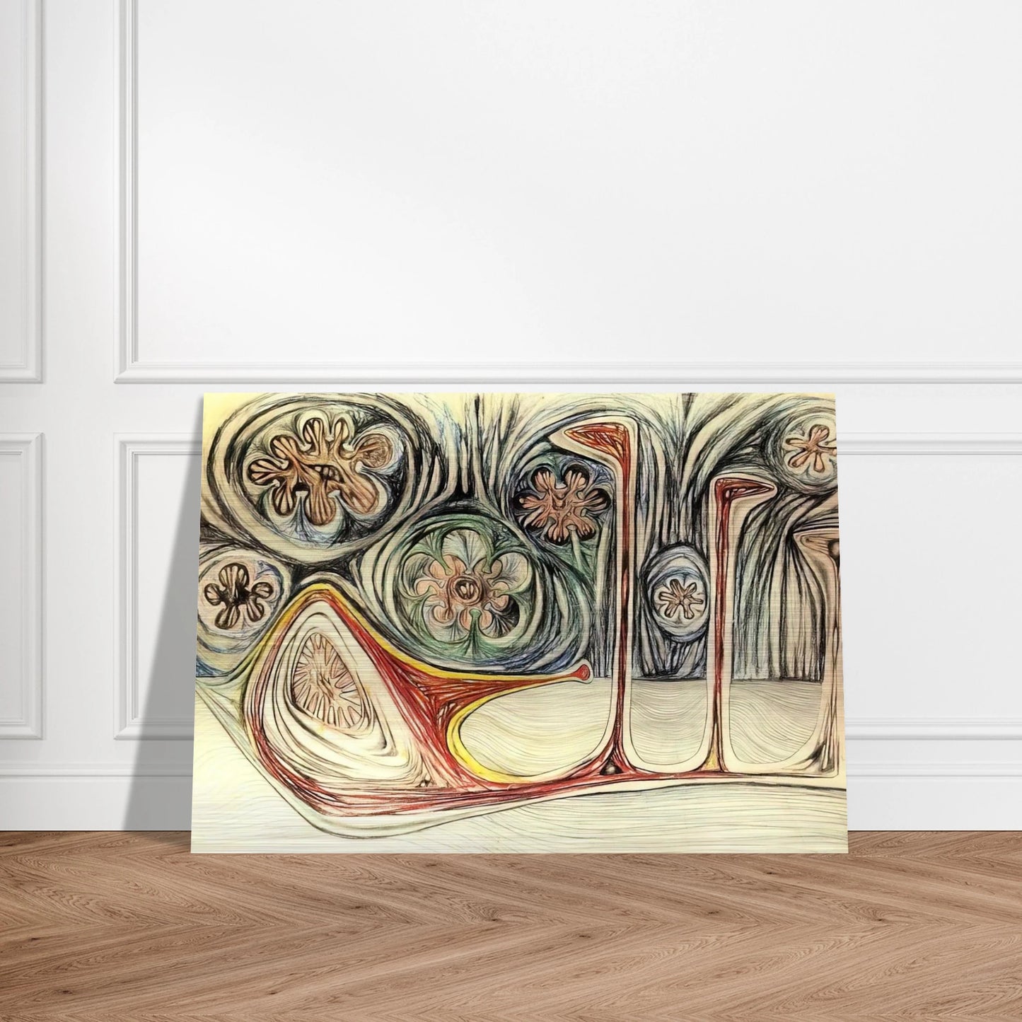 SNAIL S TRACE 1937 - Roberto Matta Brushed Aluminum Print - 70x100 cm / 28x40 inches | Roberto Matta Aluminum Print | Roberto Matta Prints