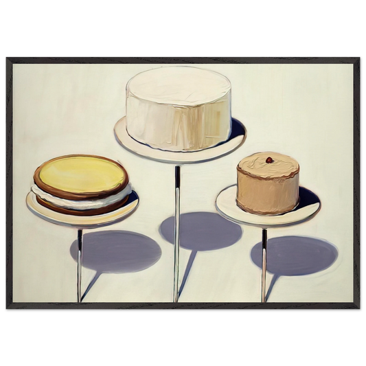 Display Cakes - 1963 - Wayne Thiebaud 70x100 cm / 28x40 inches Framed Art Print – Black Wooden Frame