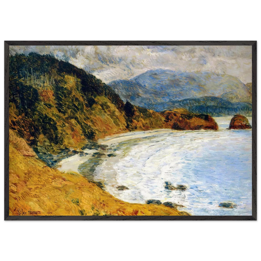 Ecola Beach Oregon - Childe Hassam 70x100 cm / 28x40 inches Framed Art Print – Black Wooden Frame