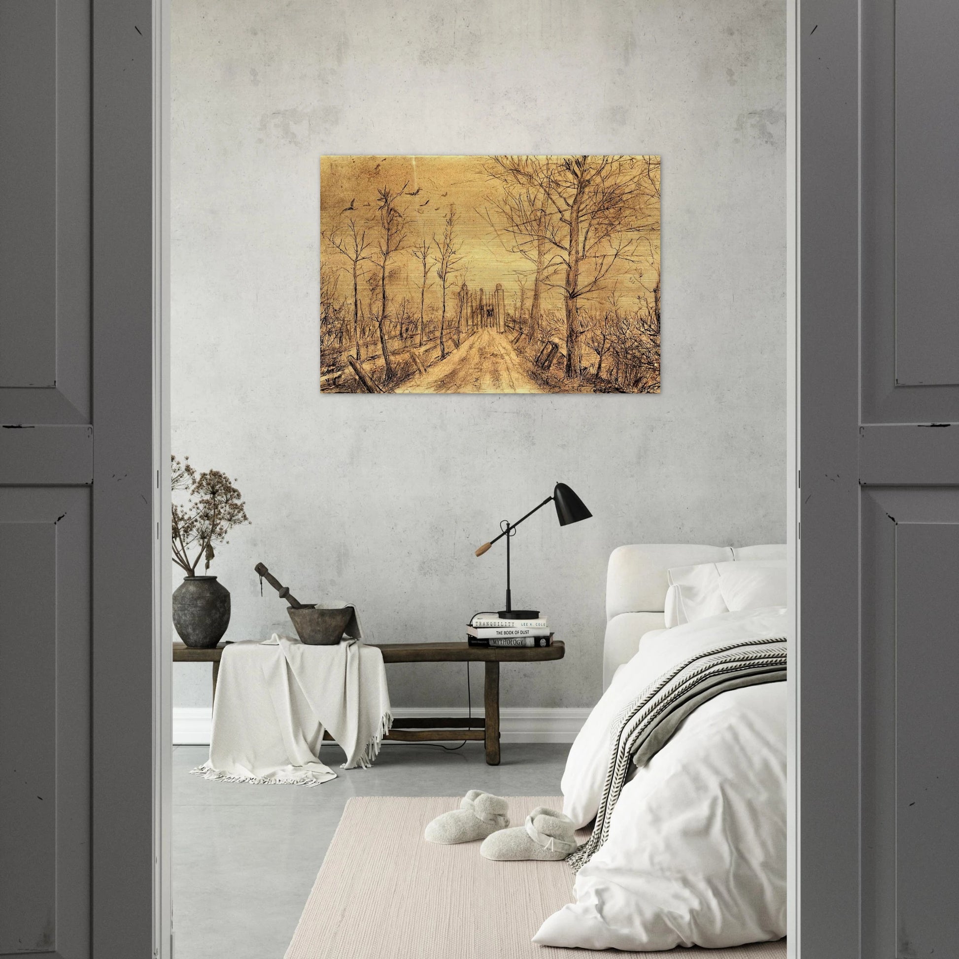 Driveway - Vincent van Gogh Brushed Aluminum Print - 70x100 cm / 28x40 inches | Vincent van Gogh Aluminum Print | Vincent van Gogh Prints