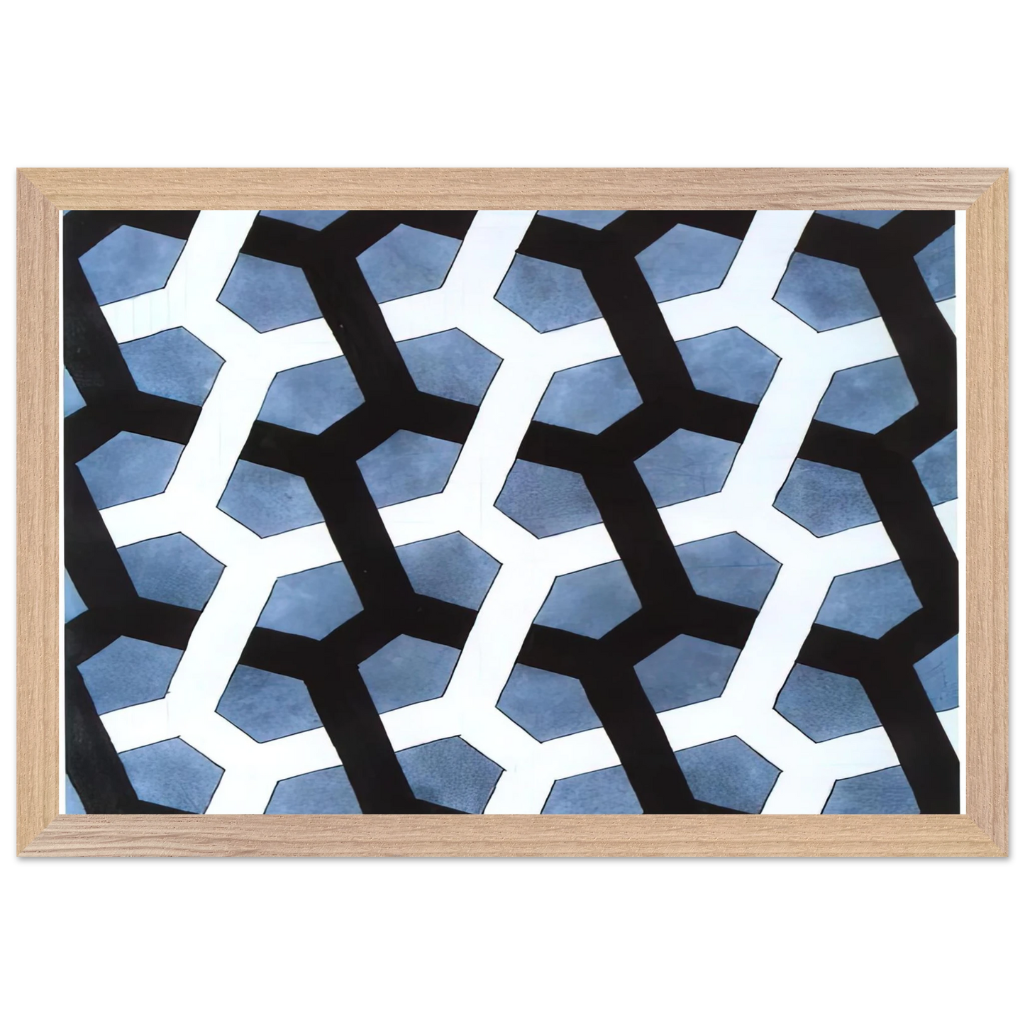 MC Escher - INTERLACED HEXAGON Wall Art - 60x80 cm / 24x32 inches - Premium Wooden Framed Poster With Fine Art Paper-canvas - Black frame