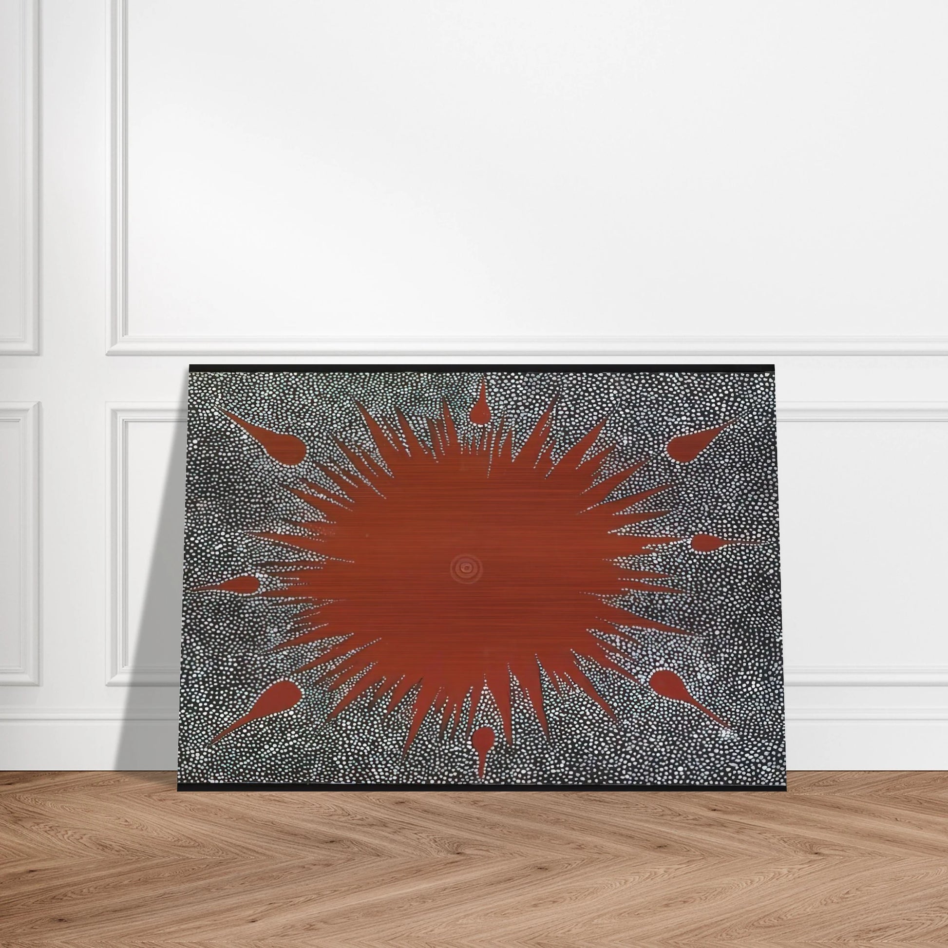 Dreaming Story at Warlugulong - 1976 - Clifford Possum Tjapaltjarri Brushed Aluminum Print - 70x100 cm / 28x40 inches | Clifford Possum Tjapaltjarri Aluminum Print | Clifford Possum Tjapaltjarri Prints