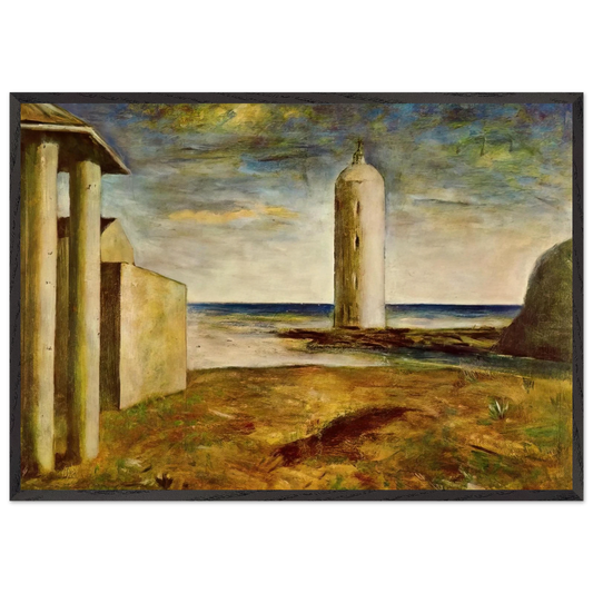 EL FARO 1928 - Carlo Carra 70x100 cm / 28x40 inches Framed Art Print – Black Wooden Frame