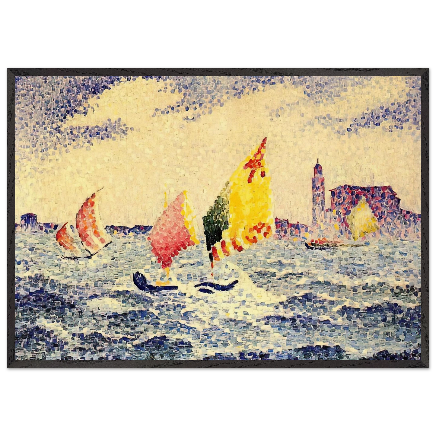 Sailboats near Chicago - Henri-Edmond Cross 70x100 cm / 28x40 inches Framed Art Print – Black Wooden Frame