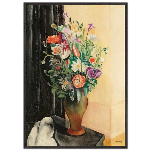 FLOWERS 1919 N2 - Moise Kisling 70x100 cm / 28x40 inches Framed Art Print – Black Wooden Frame