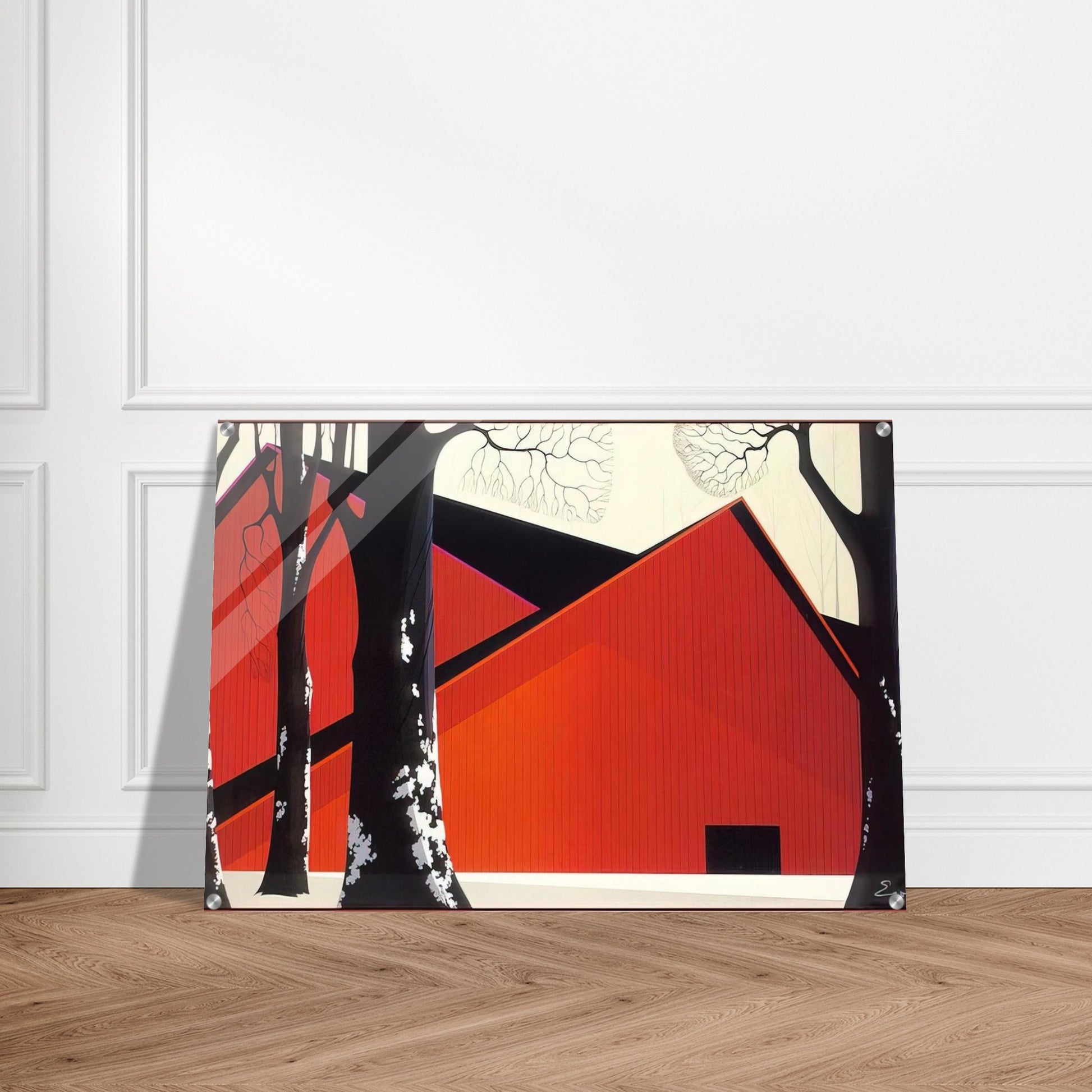 The Great Red Barn - Eyvind Earle Acrylic Print - 70x100 cm / 28x40″ inches