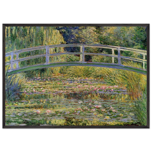 The Japanese Bridge The Water-Lily Pond - claude monet 70x100 cm / 28x40 inches Framed Art Print – Black Wooden Frame