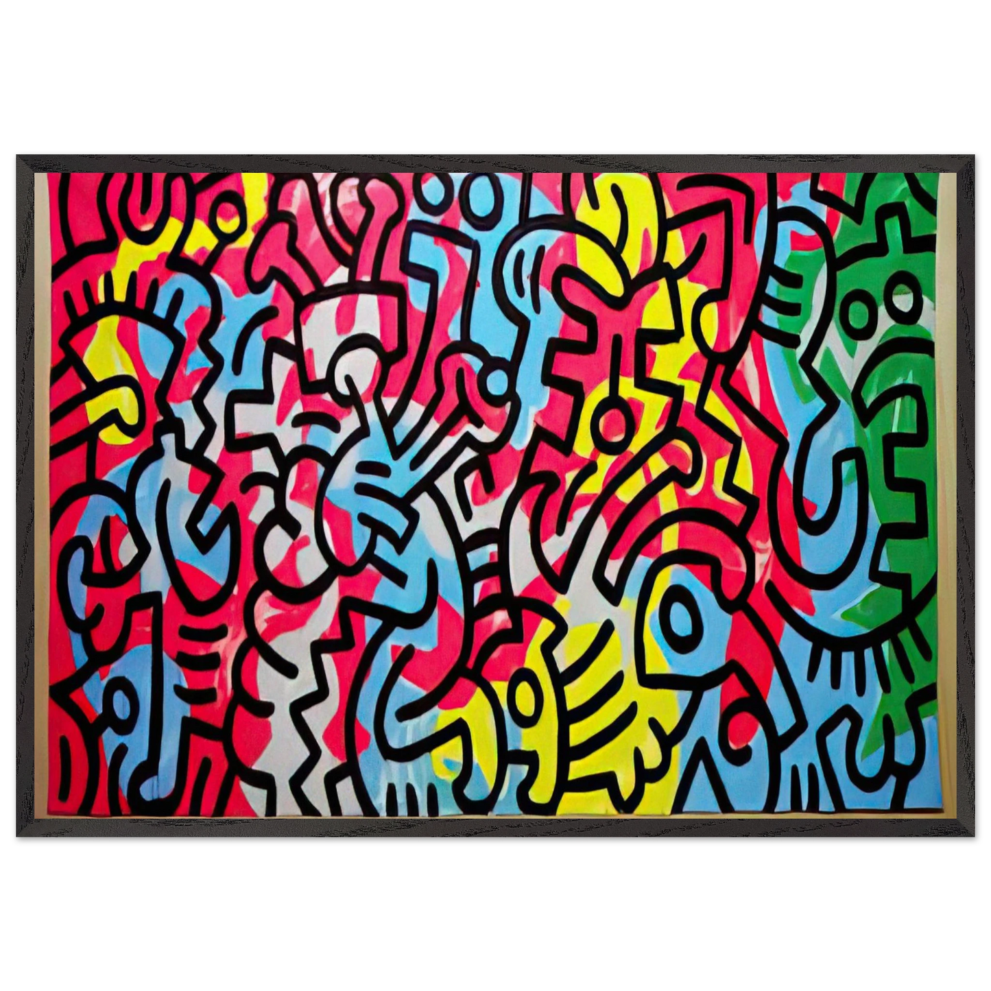 UNTITLED 1987 N1 - Keith Haring 70x100 cm / 28x40 inches Framed Art Print – Black Wooden Frame