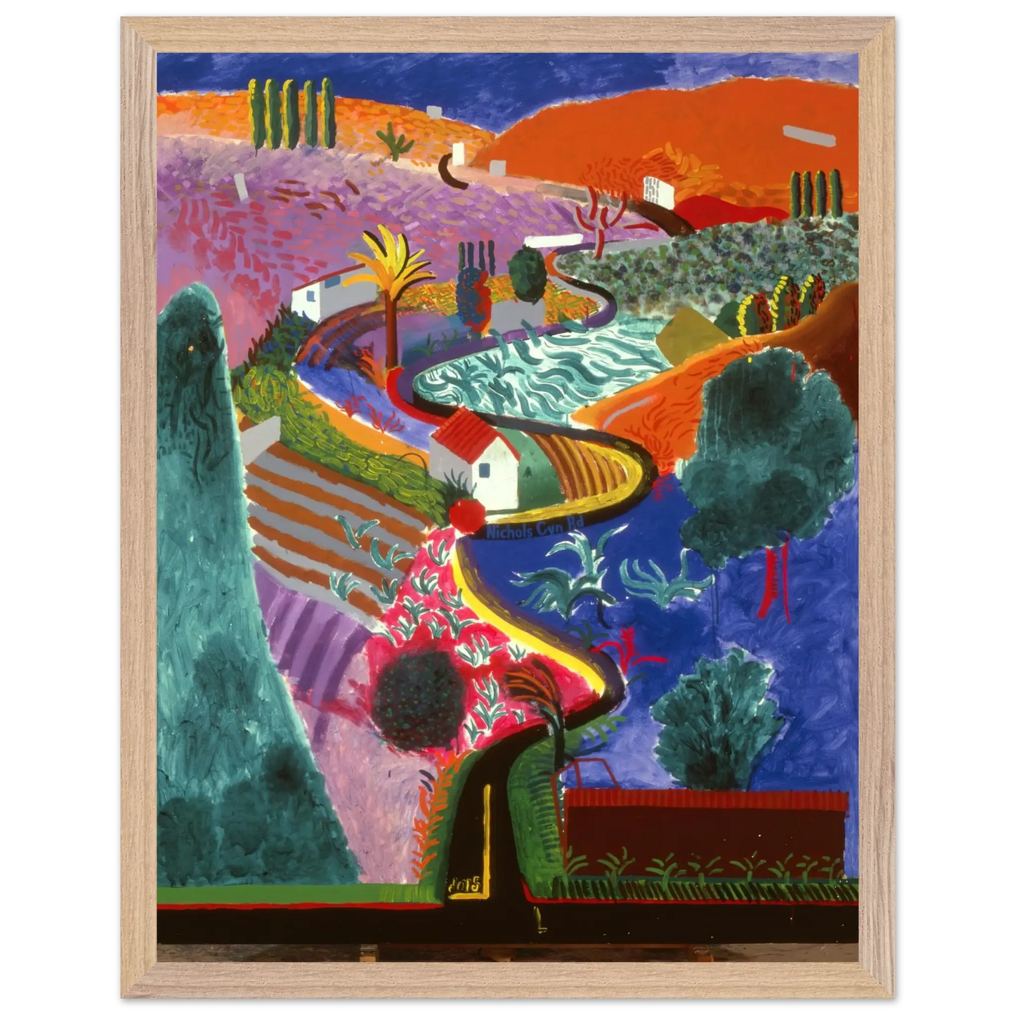 David Hockney - David Hockney Wall art - 13x18 cm / 5x7 inches - Premium Wooden Framed Poster With Fine Art Paper - Wood frame